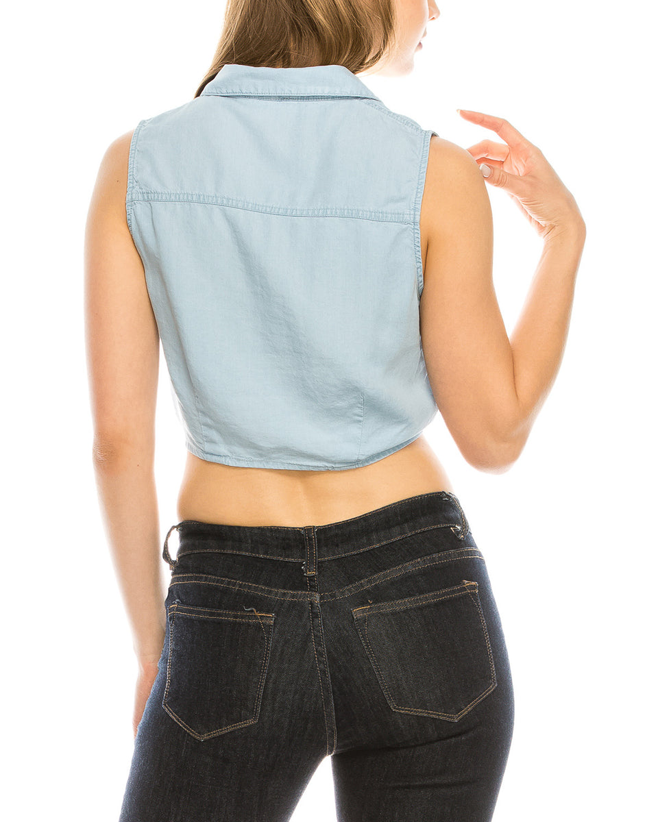 Women's Voloteo Chambray Crop Top In