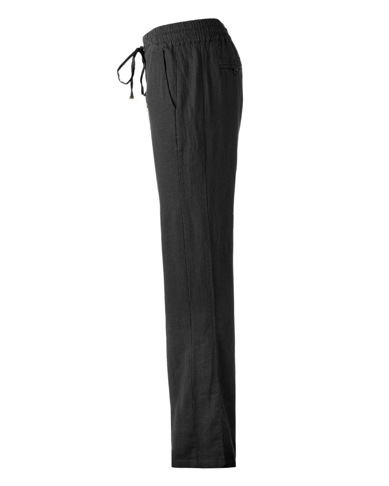 ZIMEGO Pantalones de verano de lino con cintura elástica y cordón cómodo para mujer 