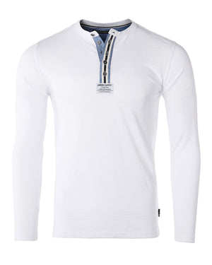 ZIMEGO Camiseta Henley de manga larga con cuello redondo y lavado al aceite para hombre 