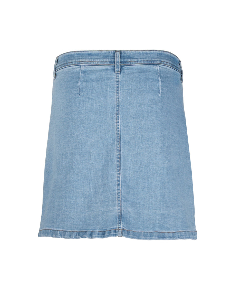 BUTTON FRONT COMFORT STRETCH DENIM SKIRT