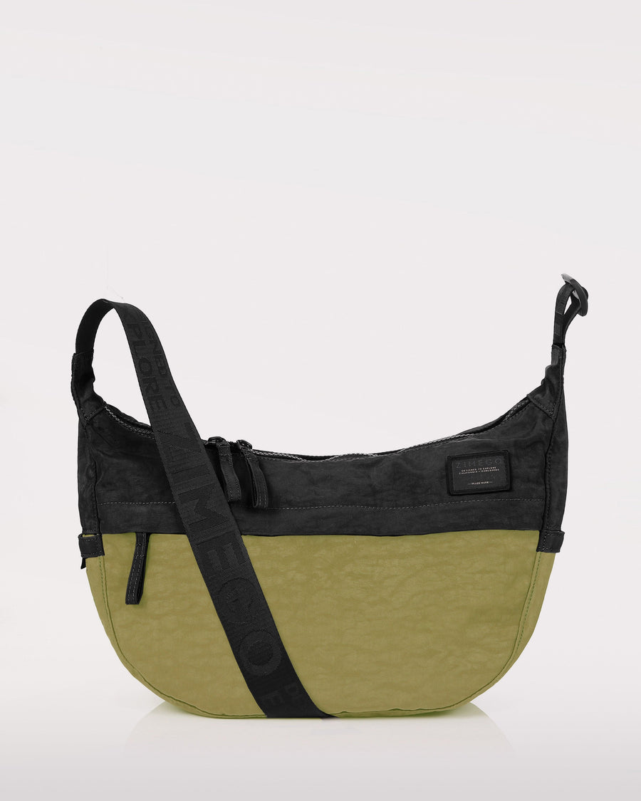 zimego crossbody crescent bag olive black product detail view image