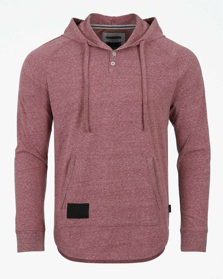 ZIMEGO Sudadera con capucha Henley Raglan de manga larga para hombre con bolsillo canguro 