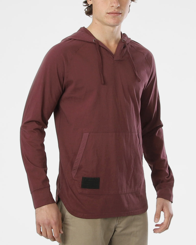 ZIMEGO Sudadera con capucha teñida con pigmento para hombre - Camisa atlética de manga larga con cuello en V Henley 