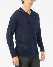 ZIMEGO Sudadera con capucha teñida con pigmento para hombre - Camisa atlética de manga larga con cuello en V Henley 