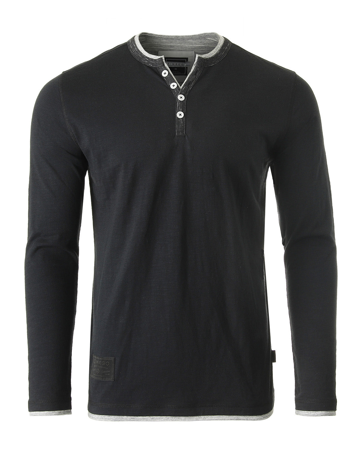 ZIMEGO Men's Long Sleeve Double Layered Y-Neck Fashion Henley - ZGLS247