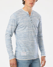 ZIMEGO Henley de moda con cuello en Y de doble capa y manga larga para hombre - ZGLS247