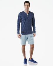 ZIMEGO Henley de moda con cuello en Y de doble capa y manga larga para hombre - ZGLS247