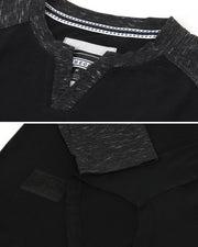 ZIMEGO Camisas ajustadas de manga larga con cuello en V raglán y dobladillo curvado Henley para hombre 