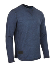 NEW - Men's Long Sleeve Crew Neck Vintage Wash T-Shirt with Curved Bottom Hem