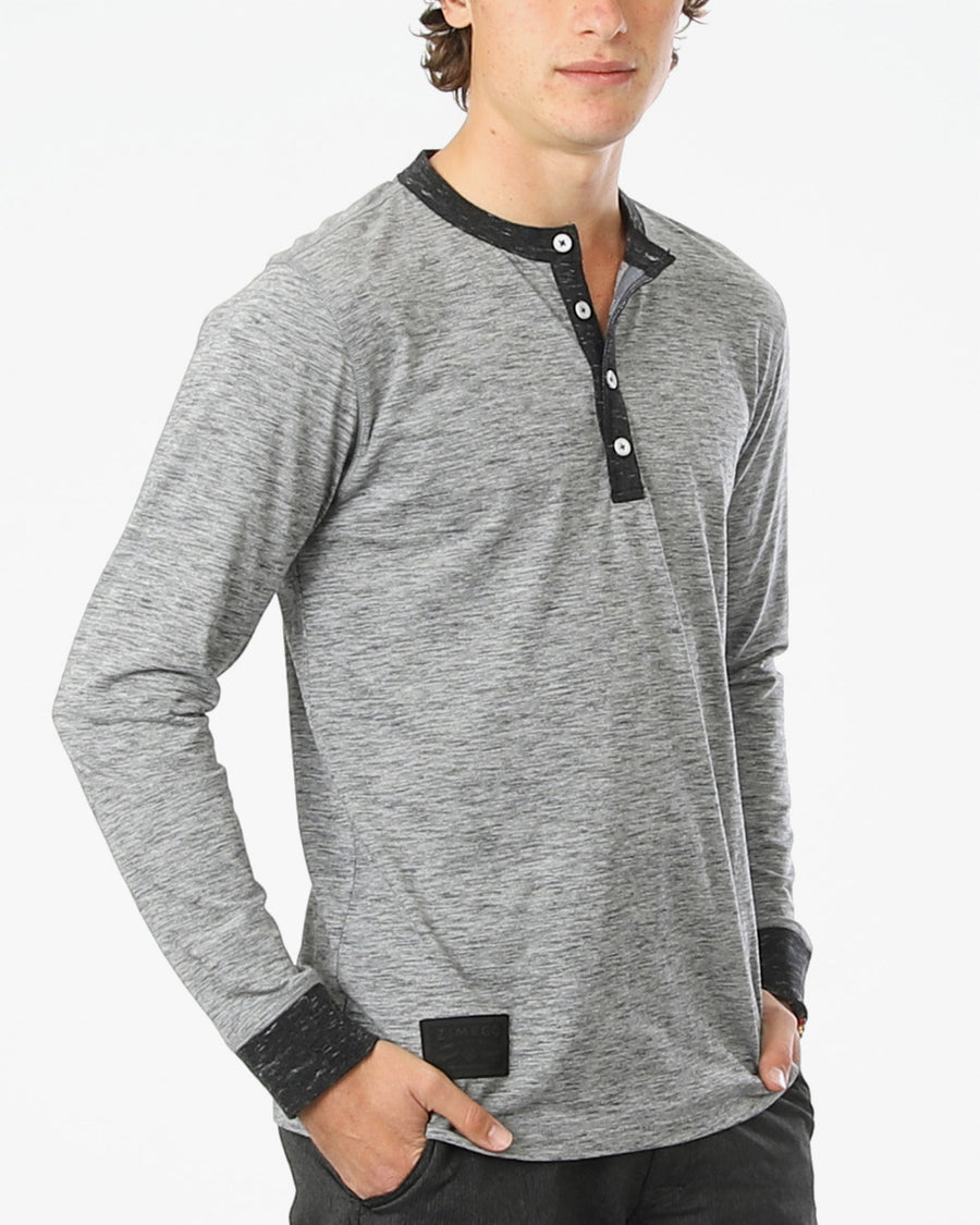 ZIMEGO Camisas Henley casuales de manga larga con botones en contraste y puños en el cuello para hombre 