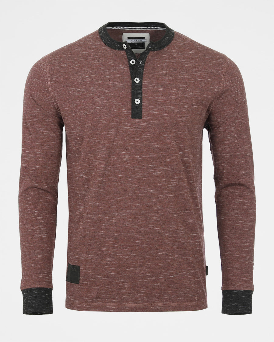 ZIMEGO Camisas Henley casuales de manga larga con botones en contraste y puños en el cuello para hombre 