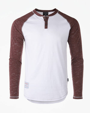 ZIMEGO Men's Long Sleeve Athletic Stripes Arm Contrast Raglan Henley - ZGLS555