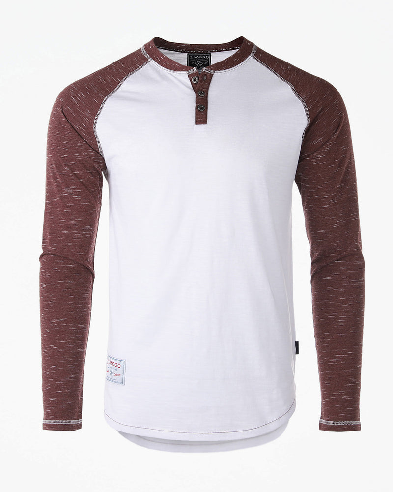 ZIMEGO Men's Long Sleeve Athletic Stripes Arm Contrast Raglan Henley - ZGLS555