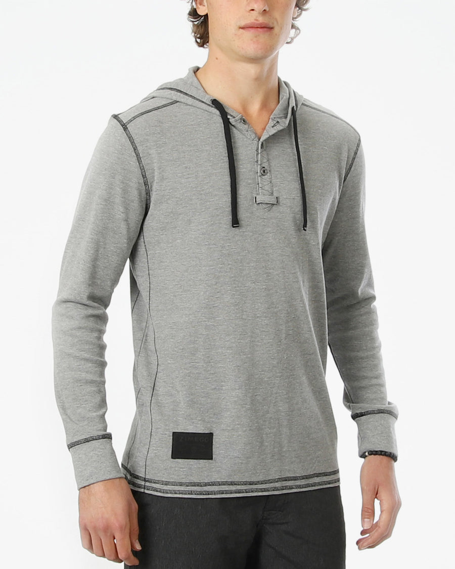 ZIMEGO Henley térmico de manga larga, ligero, con capucha, para hombre 