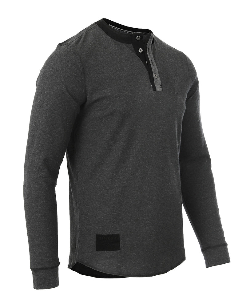 ZIMEGO Henley térmico ligero de manga larga para hombre, estilo vintage, desgastado 