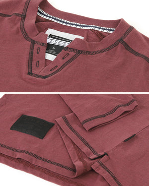 ZIMEGO Men's Vintage Long Sleeve Notch V-Neck Henley Casual Shirt