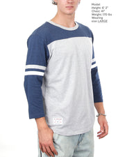 Contrast 3/4 Sleeve Stretch Casual Baseball Crew Neck T-Shirts