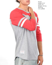 Contrast 3/4 Sleeve Stretch Casual Baseball Crew Neck T-Shirts