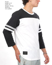 Contrast 3/4 Sleeve Stretch Casual Baseball Crew Neck T-Shirts