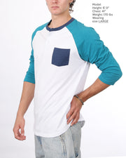 Contrast 3/4 Sleeve Stretch Casual Baseball Button Henley Shirts