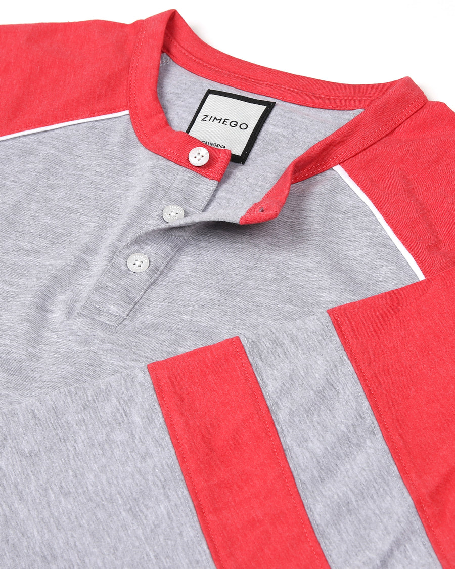 Color Block 3/4 Sleeve Stretch Casual Baseball Button Henley Shirts