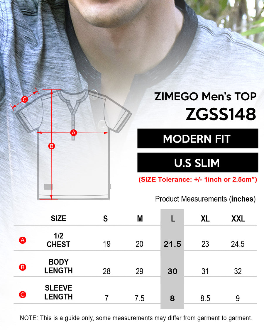 ZIMEGO Camisetas Henley para hombre – Manga corta con cuello y dobladillo en contraste, camisetas de moda informales activas 