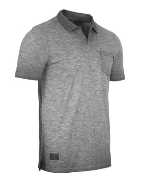 ZIMEGO Polo para Hombre Manga Corta Lavado Vintage Teñido Desvanecido Casual Cuello en V Henley 