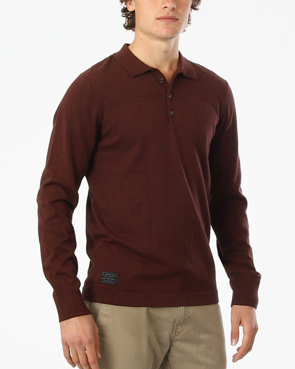 ZIMEGO Polo casual para hombre - Jersey de manga larga con botones 