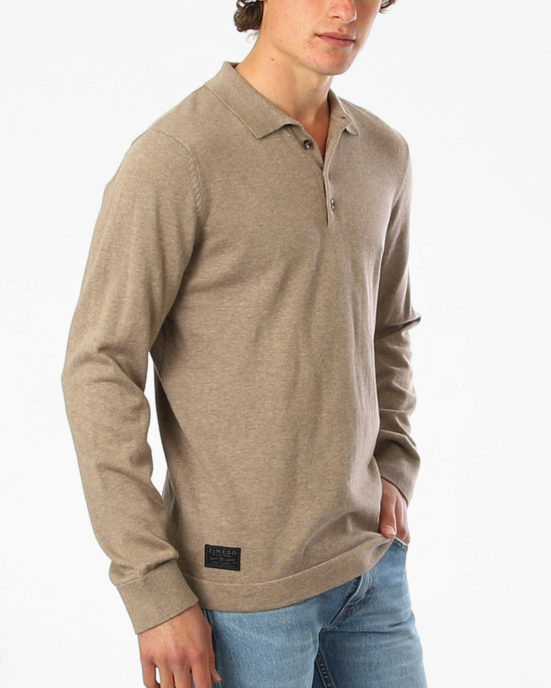 ZIMEGO Polo casual para hombre - Jersey de manga larga con botones 