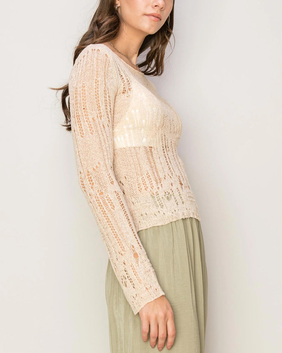 LIGHT WEIGHT OPEN STITCH KNIT TOP