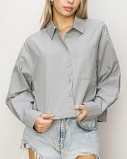 OVERSIZE POPLIN CROP SHIRT