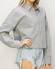 OVERSIZE POPLIN CROP SHIRT