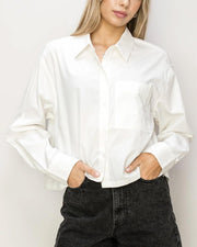 OVERSIZE POPLIN CROP SHIRT