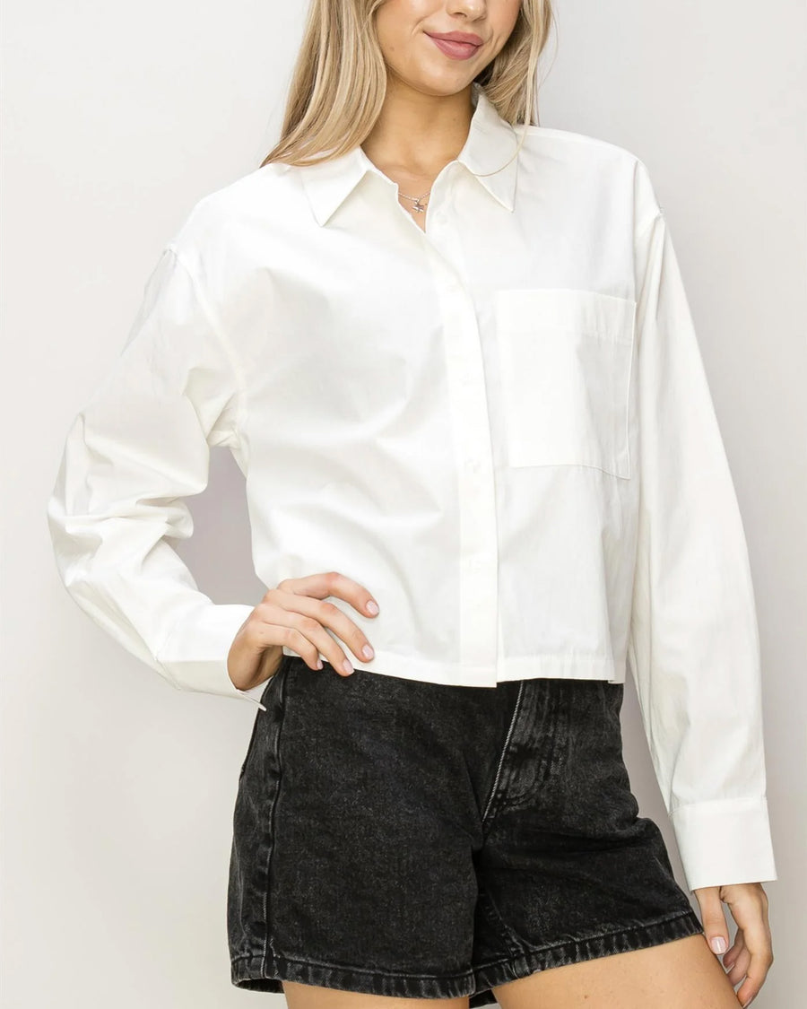 OVERSIZE POPLIN CROP SHIRT