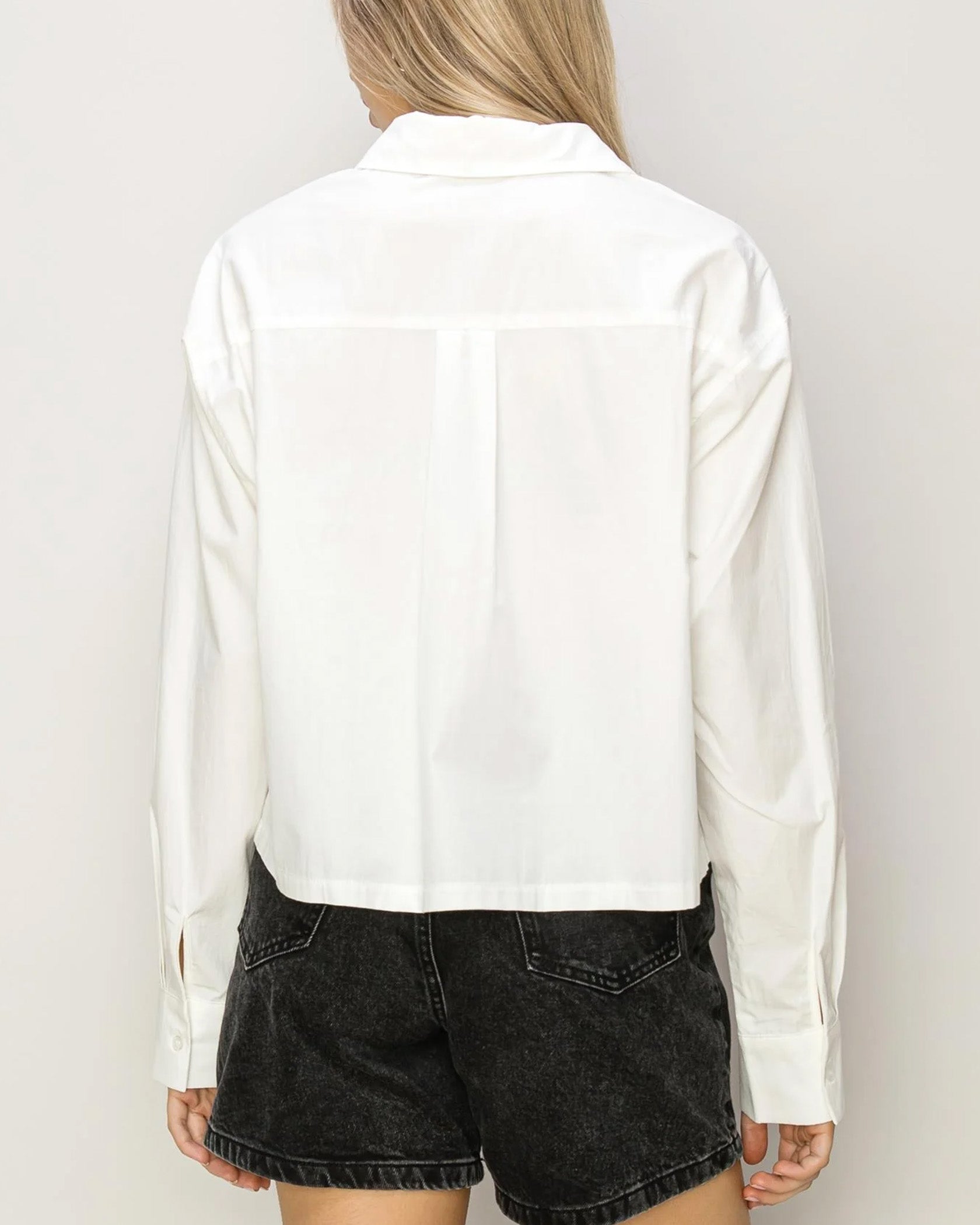 OVERSIZE POPLIN CROP SHIRT