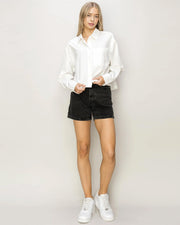 OVERSIZE POPLIN CROP SHIRT