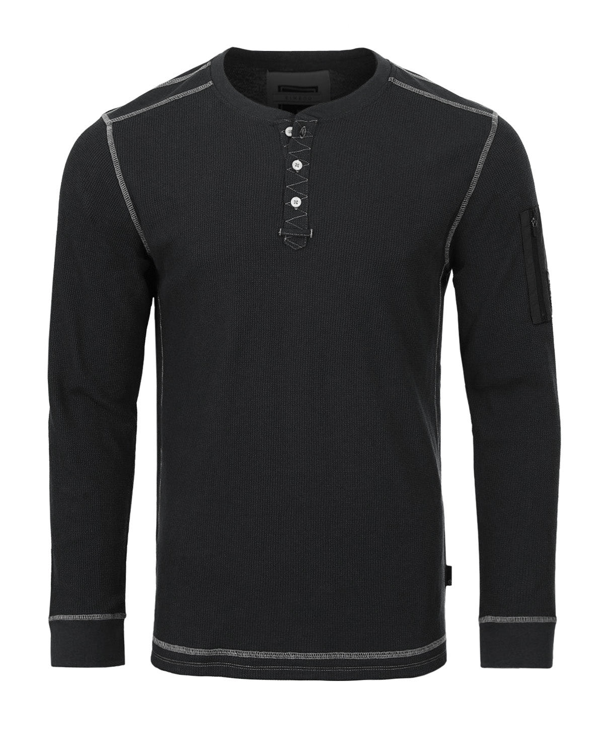 ZIMEGO Camisa esencial Henley térmica ligera de manga larga informal para hombre 