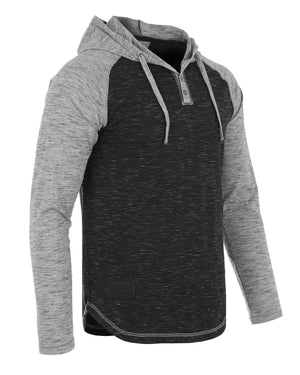 ZIMEGO Sudadera con capucha para hombre – Manga larga atlética casual activa Hip Hop botón raglán Henley camisa con capucha 