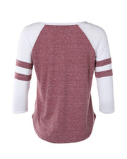 RAGLAN STRIPE 3/4 SLEEVE TEE