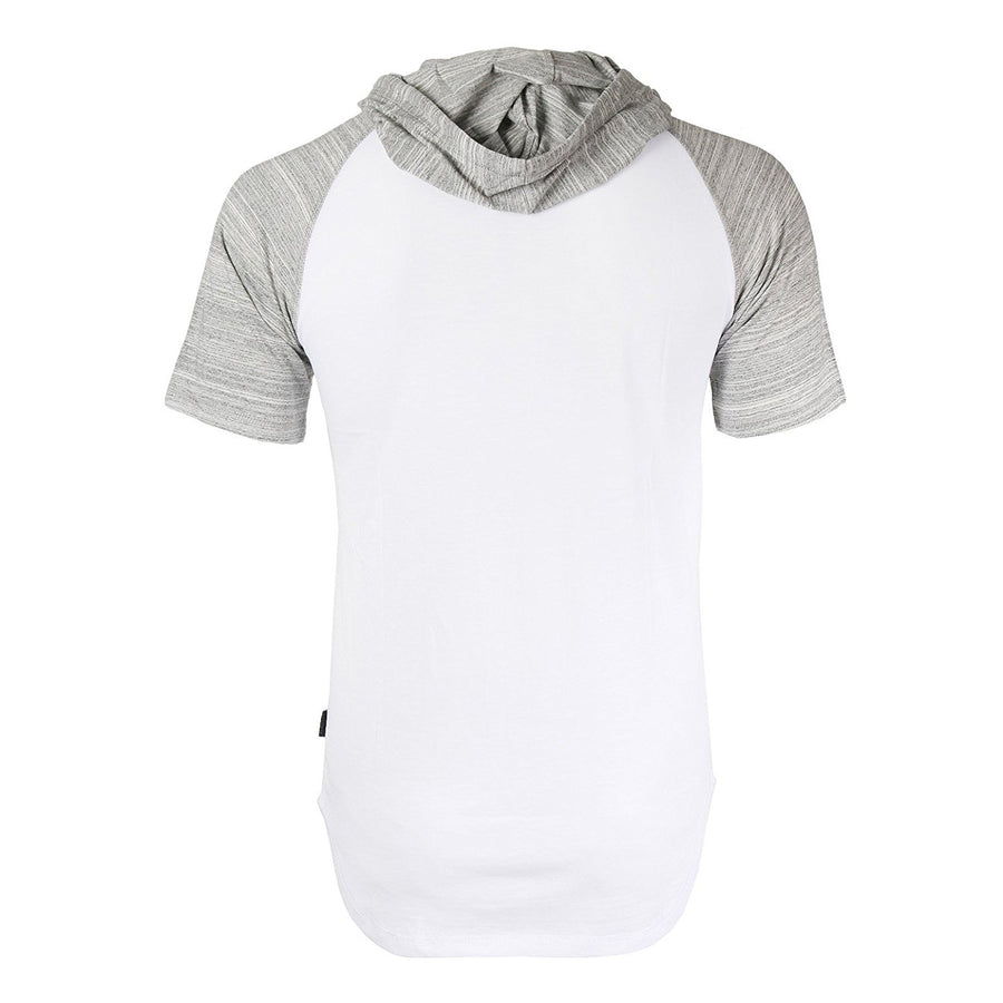 Zimego Short Sleeve Raglan Henley Hoodie Round Bottom Semi Longline T-Shirt - DREAM SUPPLY by ZIMEGO