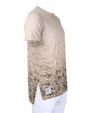 Men's Short Sleeve Camouflage Longline Side Slit Oil Wash T-shirts 