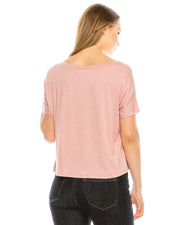 ZIMEGO Blusa casual de manga corta enrollable con cuello en V para mujer 