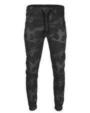 Victorious by ZIMEGO - Mens Twill Slim Fit Stretch Jogger Pants - BLACK CAMO