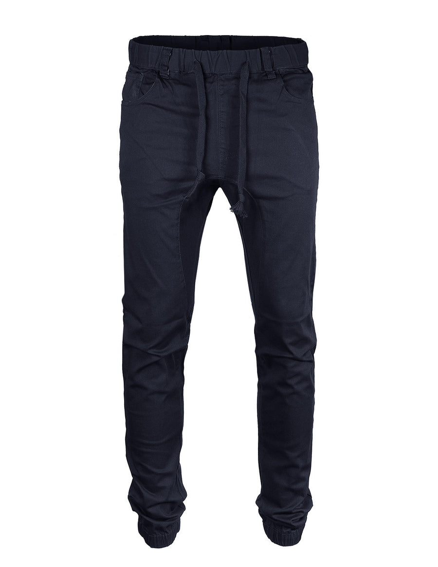 Victorious by ZIMEGO - Mens Twill Slim Fit Stretch Jogger Pants - NAVY