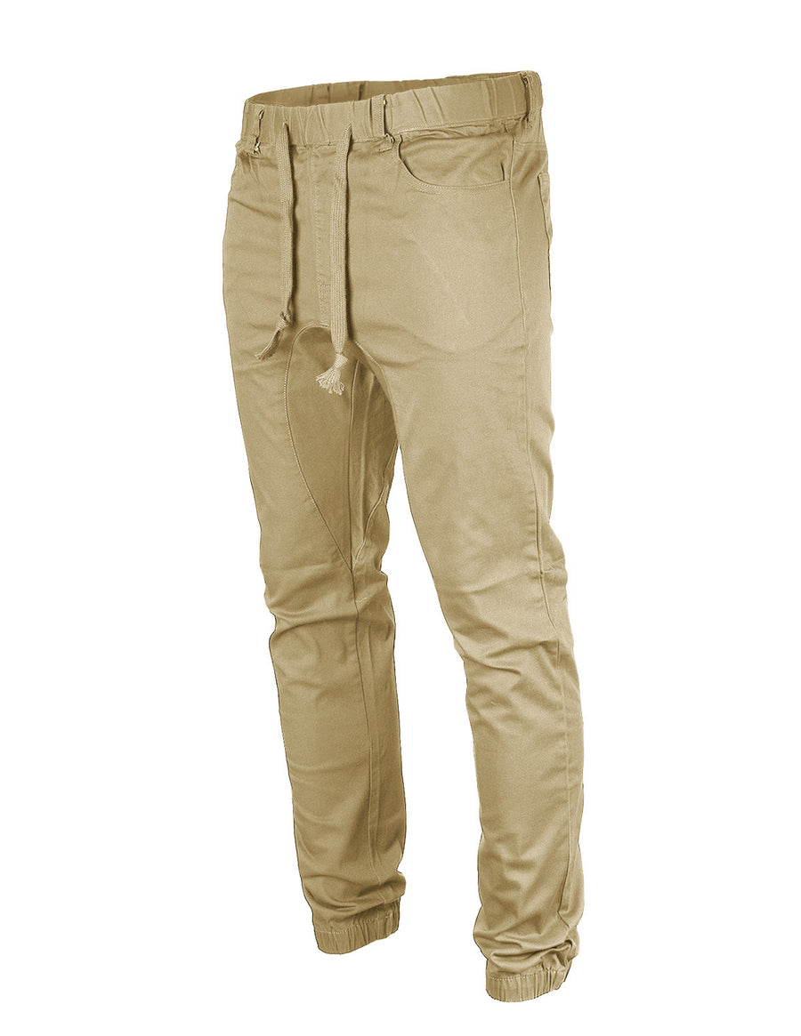 Victorious by ZIMEGO - Mens Twill Slim Fit Stretch Jogger Pants - KHAKI