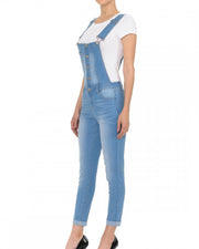 JUNIOR STRETCH DENIM DESTROYED OVERALLS