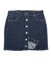 BUTTON FRONT COMFORT STRETCH DENIM SKIRT