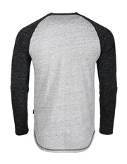 NEW ARRIVAL! - ZIMEGO Long Sleeve Contrast Raglan Henley V-Neck T-Shirts HEATHER DOT - DREAM SUPPLY by ZIMEGO