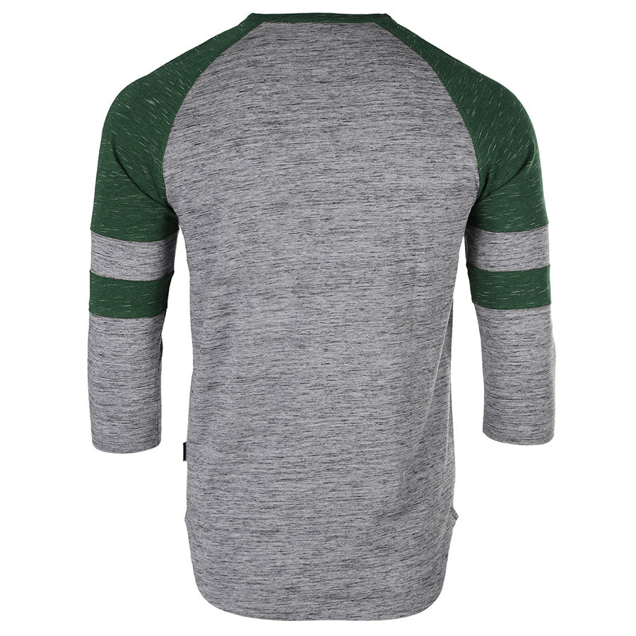 ZIMEGO Camiseta deportiva de manga 3/4 para hombre, color verde, béisbol, fútbol, ​​universidad, raglán, Henley