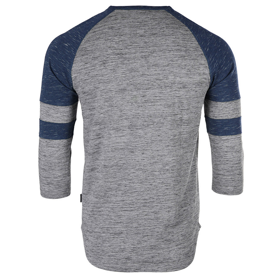 ZIMEGO Camiseta deportiva de manga 3/4 para hombre, color azul marino, béisbol, fútbol, ​​universidad, raglán, Henley